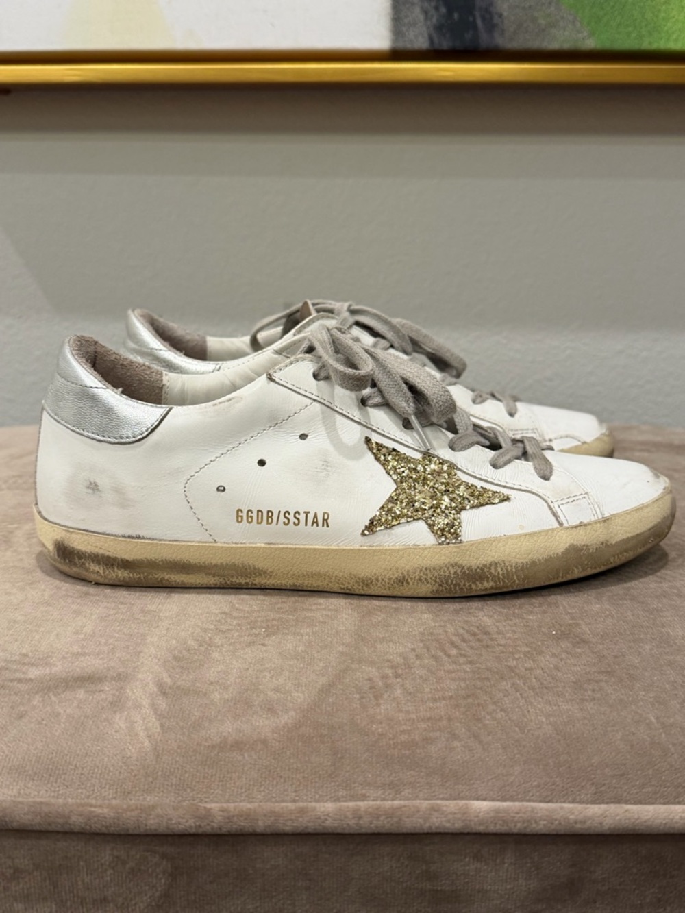 Golden Goose White Sneakers with Gold Glitter Star